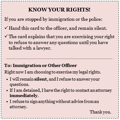 Immigration Rights Card